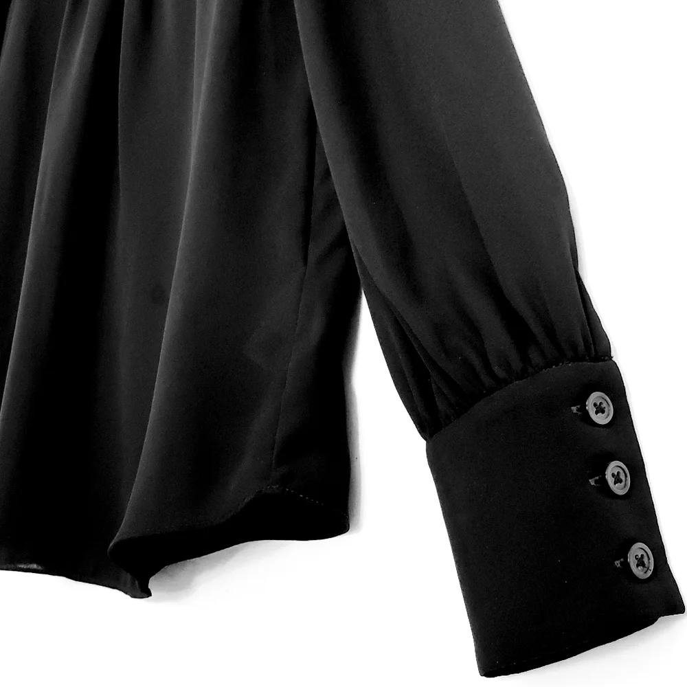 Nwot Kate Spade Black Longsleeve Highneck Ruffled Blouse